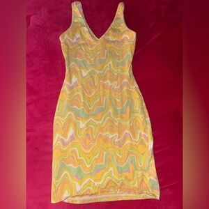 Wild Fable Gold and Blue Sheath Midi Dress